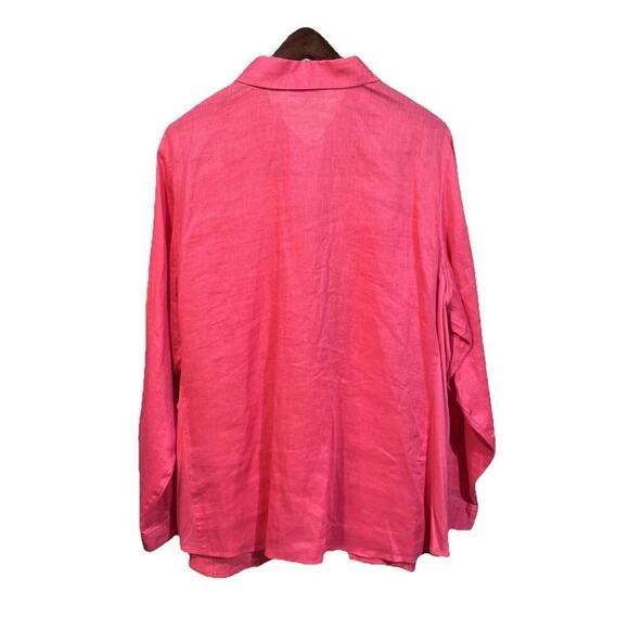 Calvin Klein 100% Linen Shirt Womens 2X Orange Minimalist Beachy Coastal - Picture 2 of 10